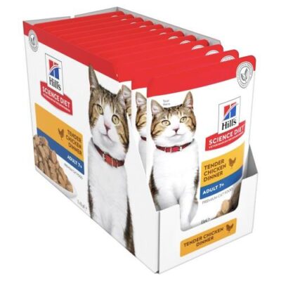 Hills Science Diet Adult 7+ Tender Chicken Cat Food Pouches 12x85g