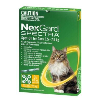 NexGard Spectra Large Cats 2.5-7.5kg Yellow 3 pack