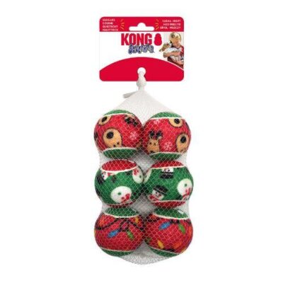 KONG Christmas Holiday SqueakAir Balls 6 pack Medium