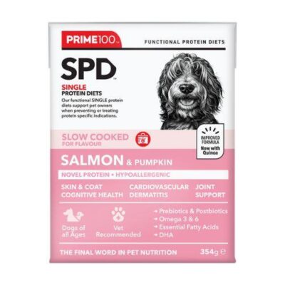 Prime100 SPD Slow Cooked Salmon And Pumpkin Wet Dog Food 12x354g