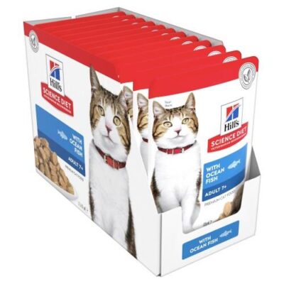 Hills Science Diet Adult 7+ Ocean Fish Cat Food Pouches 12x85g