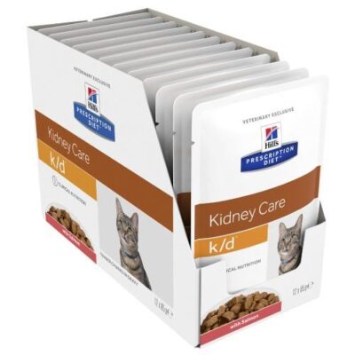 Hills Prescription Diet k/d Kidney Care Salmon Cat Food Pouches 12x85g